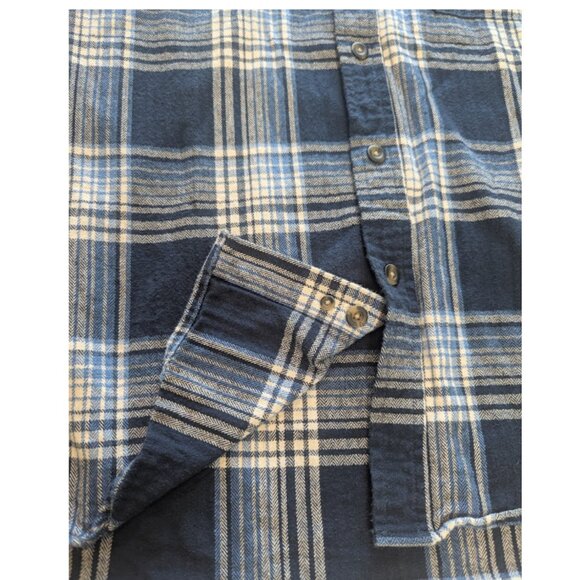 Eddie Bauer 100% Cotton Flannel Button-Up Shirt Men’s Medium Blue Plaid - Picture 3 of 9